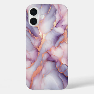 iPhone 16 Plus Funda de mármol púrpura de amatista de lujo - Rosa
