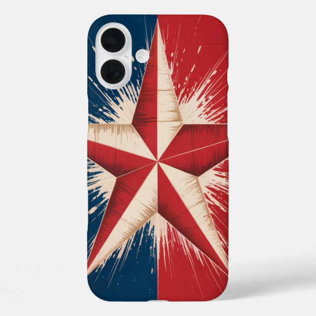 iPhone 16 Plus Funda de teléfono con bandera americana de estrell (Reverso )