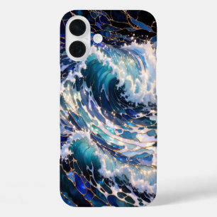 iPhone 16 Plus Funda de teléfono con estética de ola de océano os