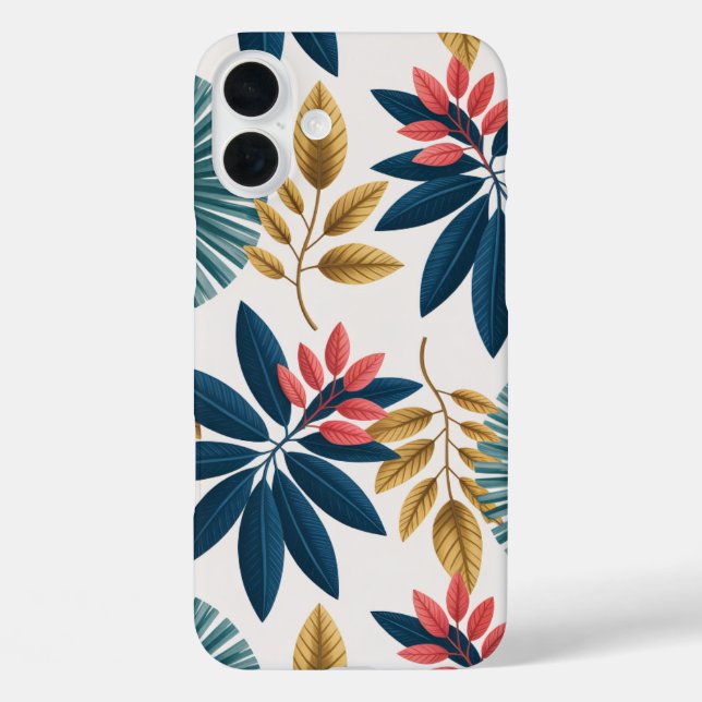 iPhone 16 Plus Funda de teléfono de hojas retro florales tropical (Reverso )