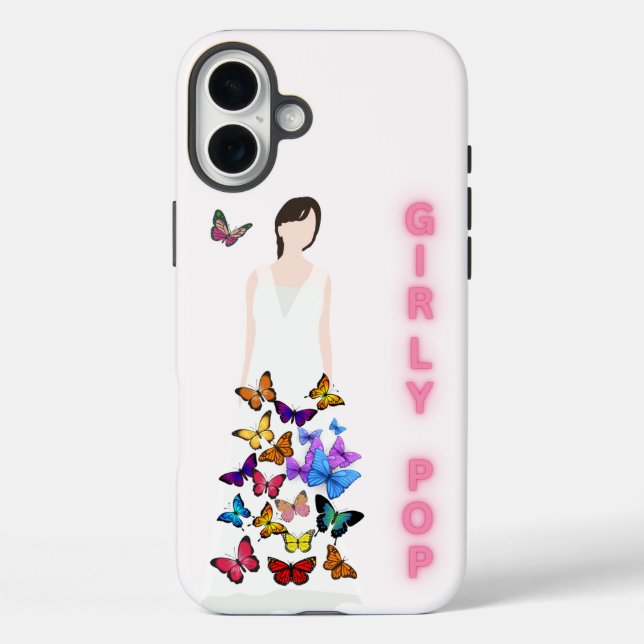 iPhone 16 Plus Funda de teléfono de mariposa pop femenina (Reverso )