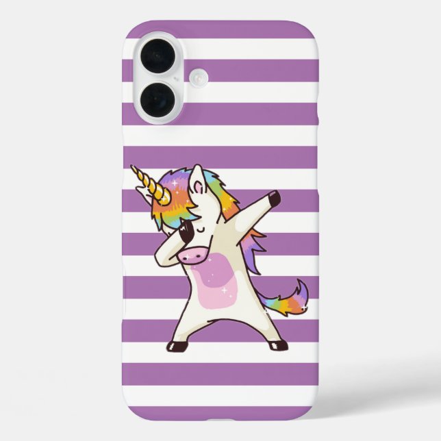 iPhone 16 Plus Funda de teléfono de unicornio haciendo dab (Reverso )