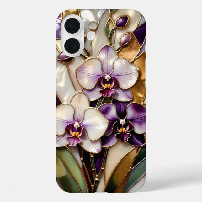 iPhone 16 Plus Funda de teléfono de vidrio tintado con orquídea p (Reverso )