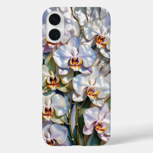 iPhone 16 Plus Funda de teléfono elegante Orquídea Blanca Floral