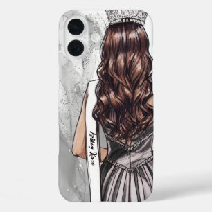 iPhone 16 Plus Funda de teléfono para certamen Plata Glam Brillan