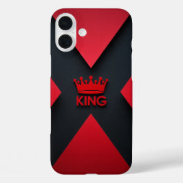 iPhone 16 Plus Funda de teléfono Royal King Rojo y Negro Corona
