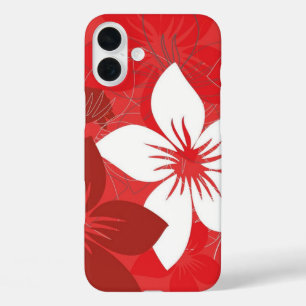 iPhone 16 Plus Funda del patrón de flor roja-mate Samsung Galaxy 