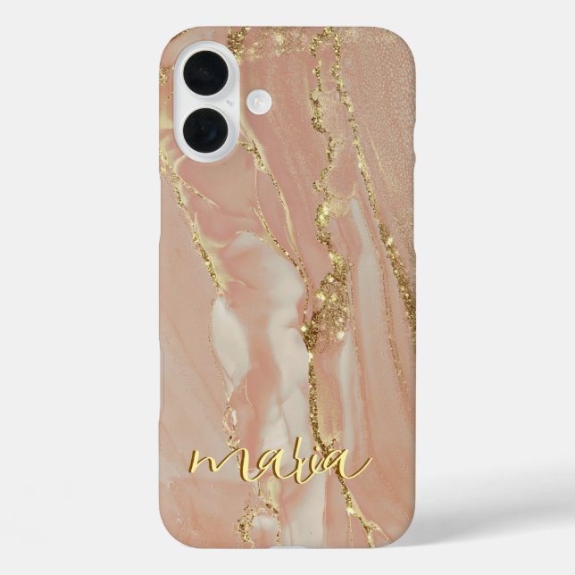 iPhone 16 Plus Funda monogramada chic de tinta de alcohol para iP (Reverso )