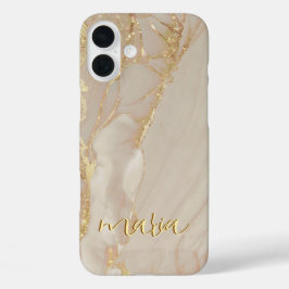 iPhone 16 Plus Funda monogramada chic de tinta de alcohol para iP