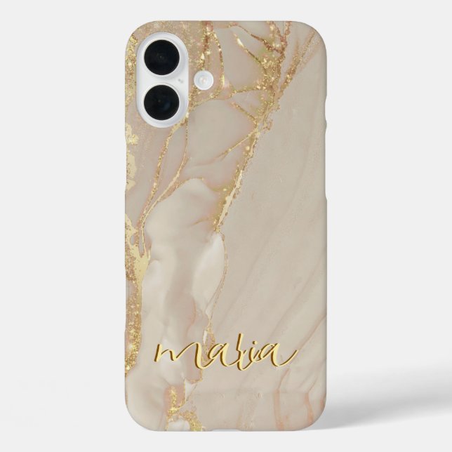 iPhone 16 Plus Funda monogramada chic de tinta de alcohol para iP (Reverso )