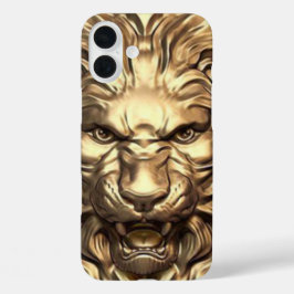 iPhone 16 Plus Funda para teléfono con cabeza de león dorado rugi