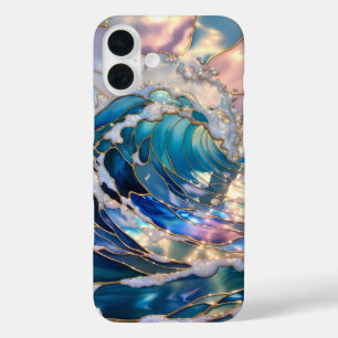 iPhone 16 Plus Funda para Teléfono con Estética de Ola del Océano