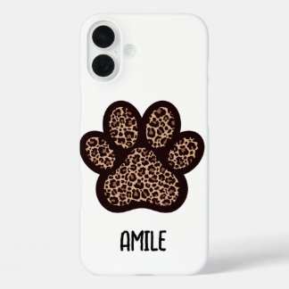 iPhone 16 Plus funda para teléfono con huella de pata de guepardo