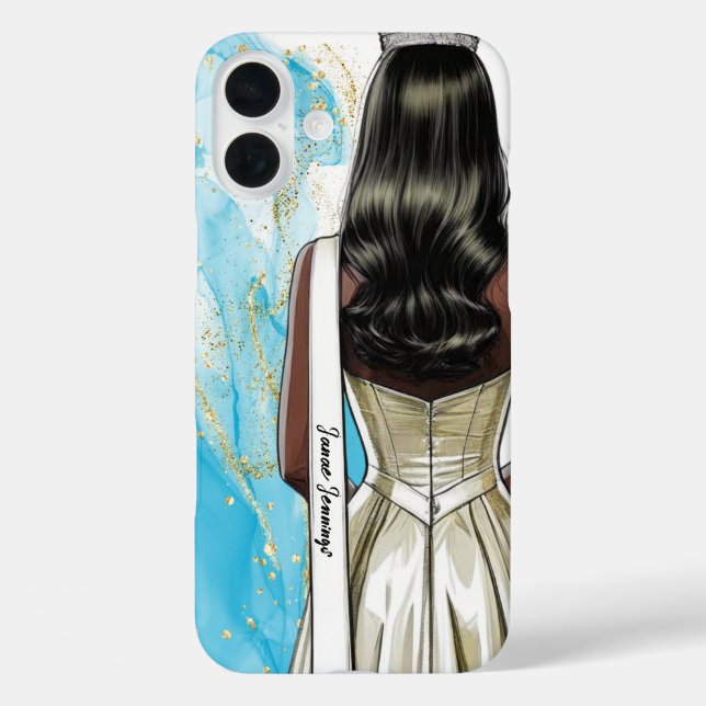 iPhone 16 Plus Funda para teléfono de concurso azul dorado purpur (Reverso )