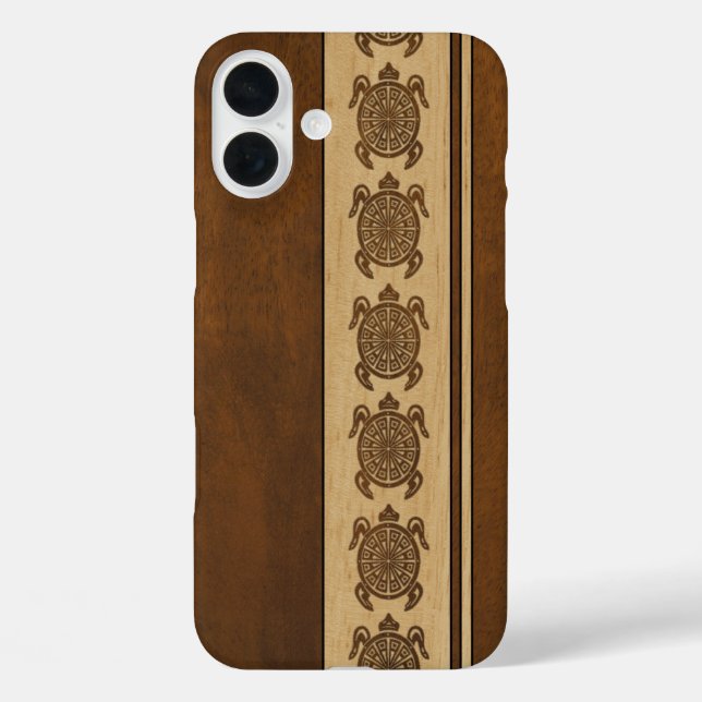 iPhone 16 Plus Uhane Honu Faux Wood Funda hawaiano Mate iPh (Reverso )