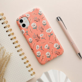 iPhone 16 Pro Amapolas Blancas en Funda Roja Intensa