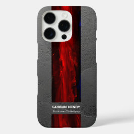 iPhone 16 Pro Funda abstracta de nombre rojo robusto