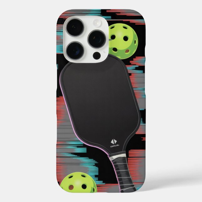 iPhone 16 Pro Funda de movimiento de paleta de Pickleball Neon (Reverso )