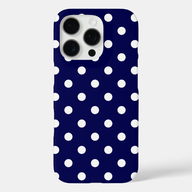 iPhone 16 Pro Funda de teléfono celular azul oscuro con lunares  (Reverso )