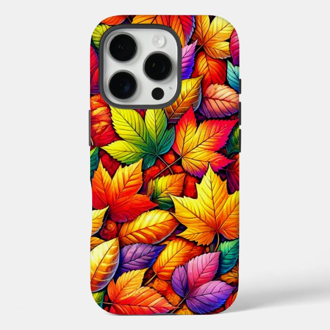 iPhone 16 Pro Funda de teléfono con patrón de hoja de otoño impr (Reverso )