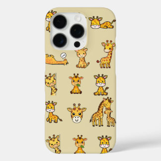 iPhone 16 Pro Funda de teléfono con patrón de jirafa adorable – 
