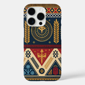iPhone 16 Pro Funda de teléfono con patrón geométrico tribal de