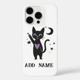 iPhone 16 Pro Funda de teléfono de gato negro personalizada con 