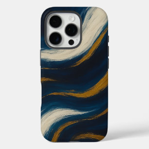 iPhone 16 Pro Funda de teléfono de onda de mármol dorado de la m