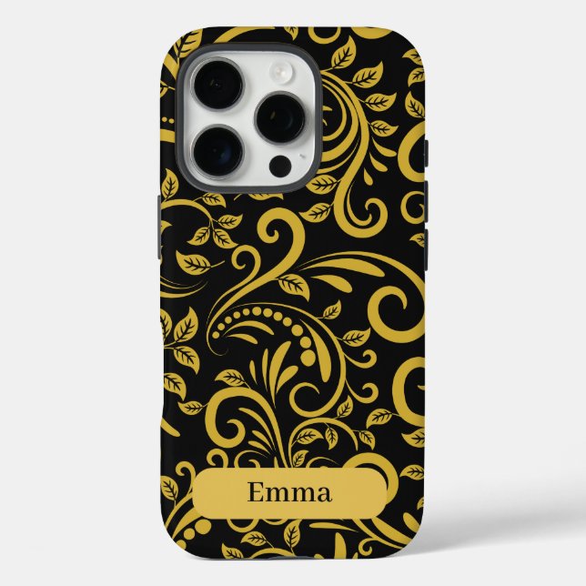 iPhone 16 Pro Funda de teléfono floral de lujo personalizada (Reverso )