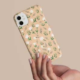 iPhone 16 Pro Funda de teléfono floral vainilla y blanco