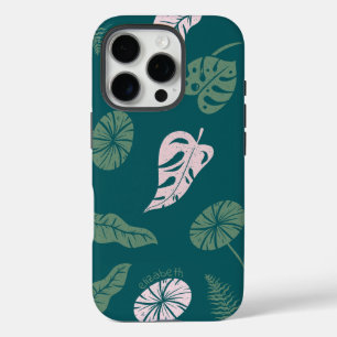 iPhone 16 Pro Funda de teléfono verde pastel botánico minimalist