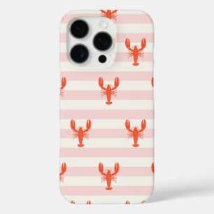 iPhone 16 Pro Funda para teléfono de langosta a rayas rosadas y