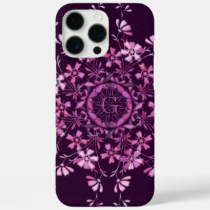 iPhone 16 Pro Max elemento floral vintage. monograma. funda para iPh