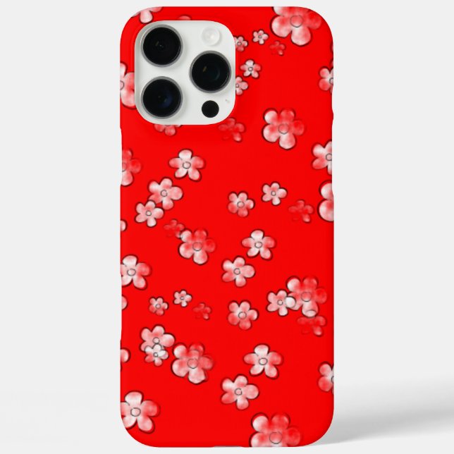 iPhone 16 Pro Max Flores felices 3 - Rojo - Funda de burro lindo - (Reverso )