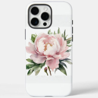 iPhone 16 Pro Max Funda con acuarela de peonía rosa