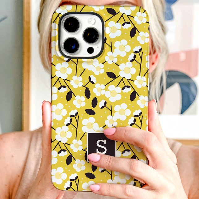 iPhone 16 Pro Max Funda de Monograma Floral Mostaza (Subido por el creador)
