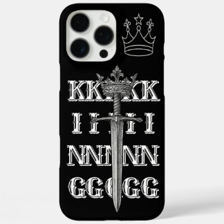iPhone 16 Pro Max Funda de teléfono con arte de corona KING negra
