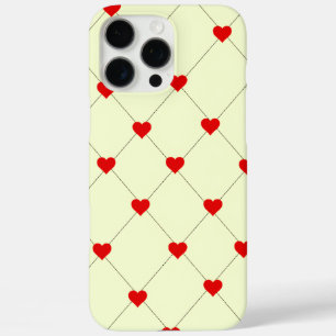 iPhone 16 Pro Max Funda de teléfono con rejilla de corazones rojos e