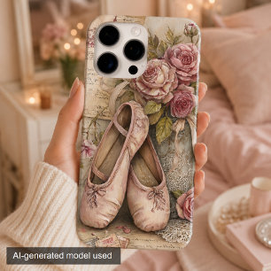 iPhone 16 Pro Max Funda de teléfono de zapatos de ballet vintage ele