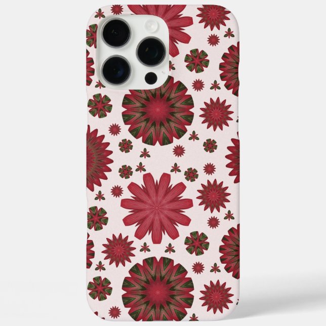 iPhone 16 Pro Max Funda de teléfono floral geométrica roja borgoña (Reverso )