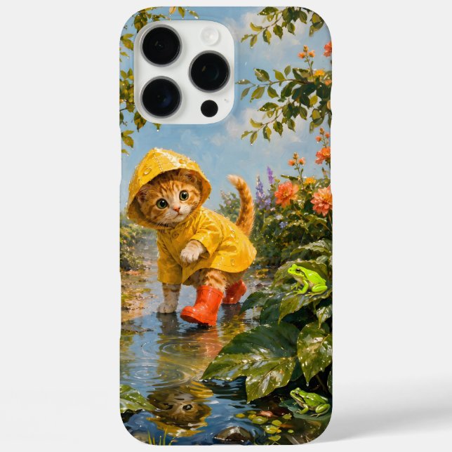iPhone 16 Pro Max Funda de teléfono Marron Summer Rainy Day Kitten (Reverso )