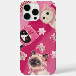 iPhone 16 Pro Max Funda de teléfono para gato lindo rosa Kawaii Gati