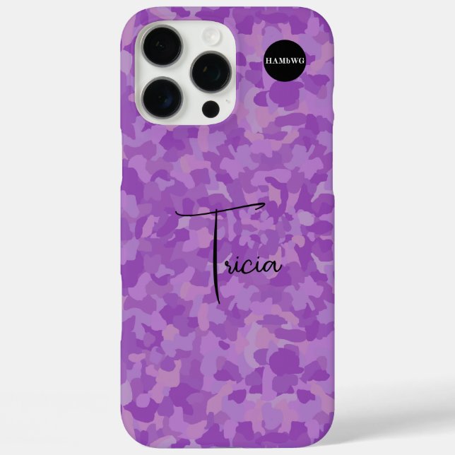 iPhone 16 Pro Max Funda para teléfono celular Camuflaje Morado HAMby (Reverso )