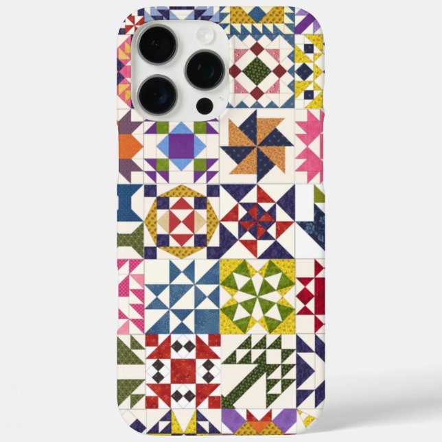 iPhone 16 Pro Max Funda para teléfono de pequeños bloques de colcha  (Reverso )