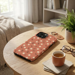 iPhone 16 Pro Max Funda para teléfono de terracota boho con flores d