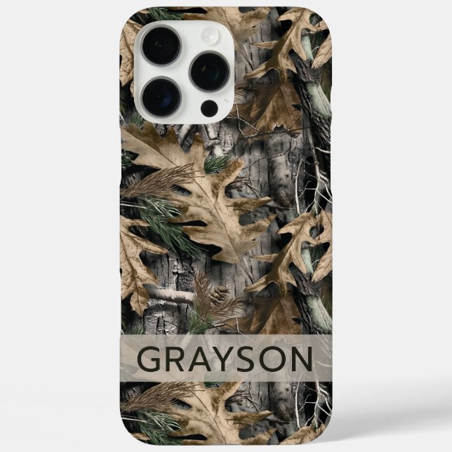iPhone 16 Pro Max Funda personalizada con camuflaje de roble para iP (Reverso )