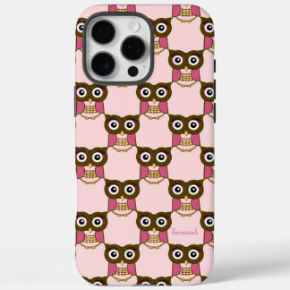 iPhone 16 Pro Max Patrón de búho rosado lindo Elegir color Funda