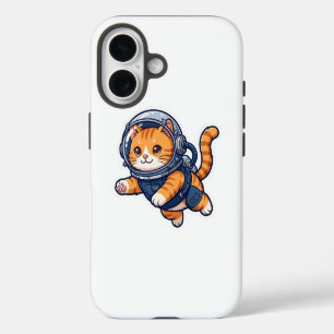 iPhone 16 Regalo de gato lindo Astronauta Funda para teléfon
