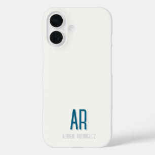 iPhone 16 Simple y moderno Funda de Iniciales Mínimas para i