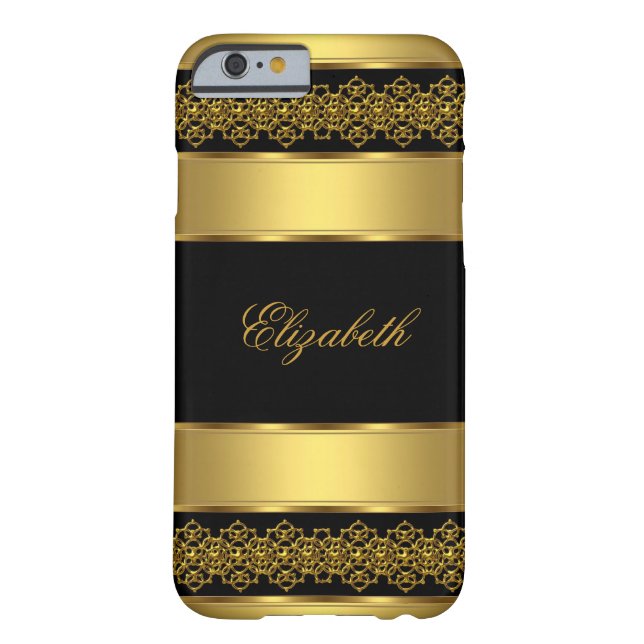 iPhone 6 funda Elegant Classy Gold Black (Reverso)